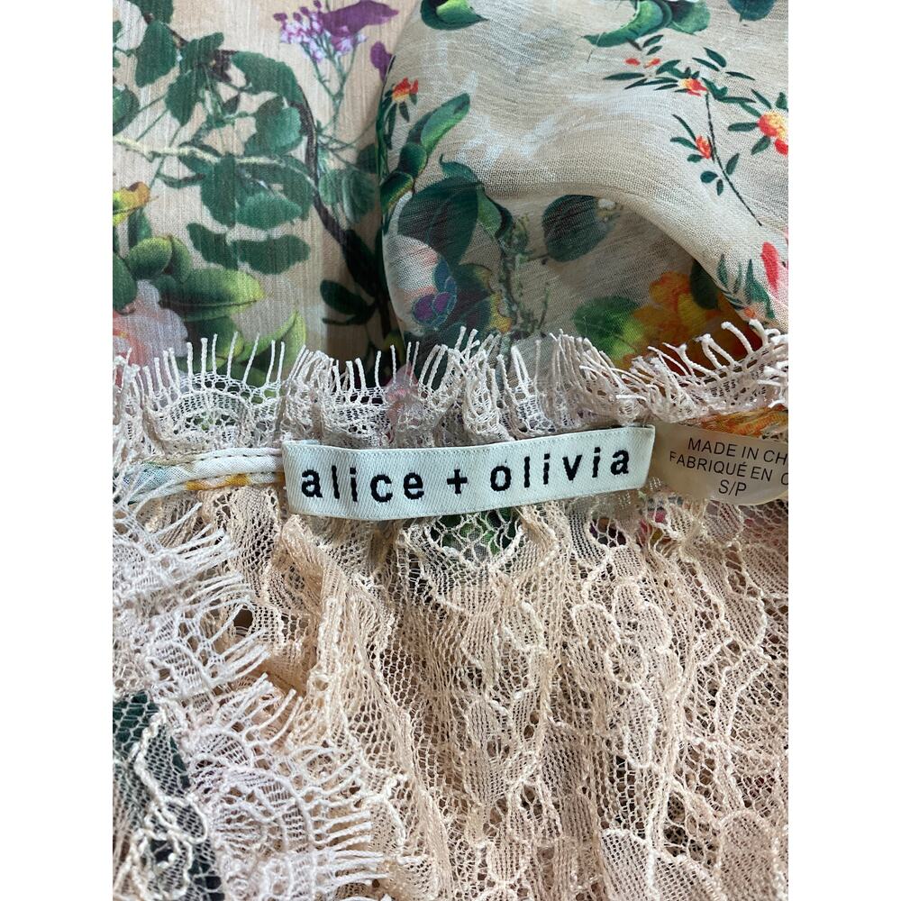 Alice + Olivia Floral Romance Almond 'Marcie Babydoll' Mini Dress Size S - Picture 4 of 5
